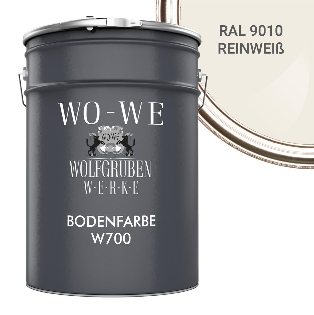 Betonfarbe Bodenfarbe Bodenbeschichtung W700 Reinweiß RAL 9010 - 20L