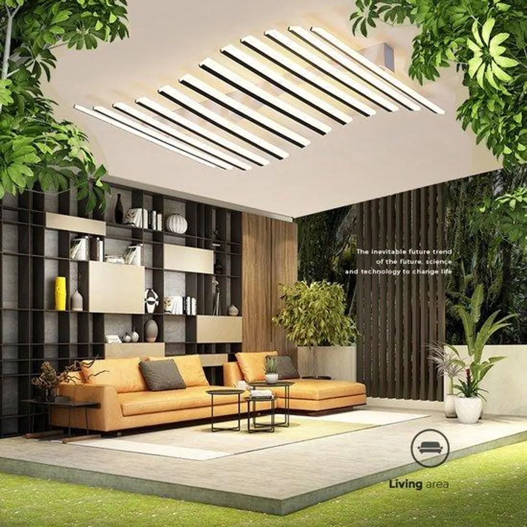 Lustre plafonnier LED 15 Waves grand modèle noir pour salle à manger