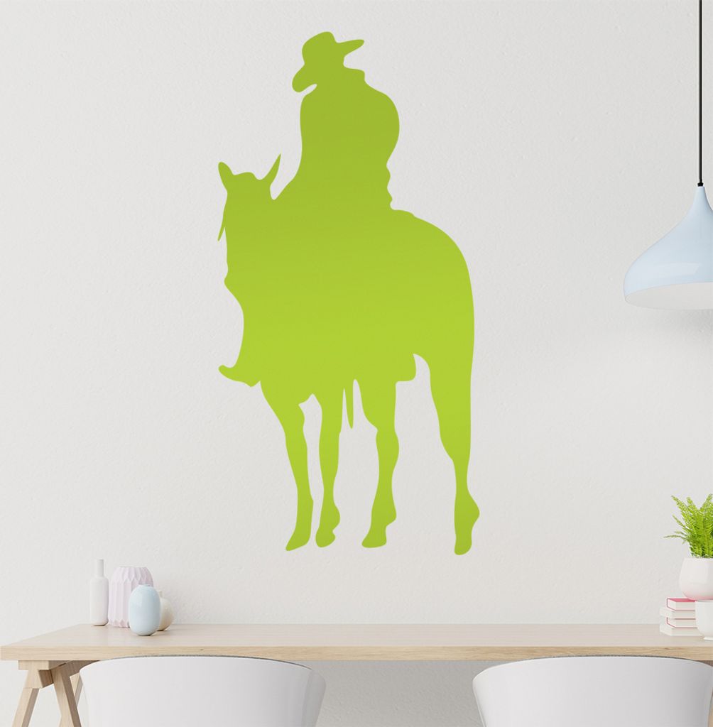 Cowboy Wandtattoo in 6 Größen - Wandaufkleber Wall Sticker - Dekoration, Küche, Wohnzimmer, Schlafzimmer, Badezimmer