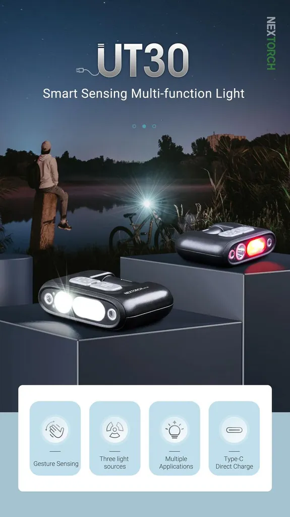 Lampe Frontale et Clip LED Nextorch UT30 avec Commande Gestuelle Sans Fil - 7