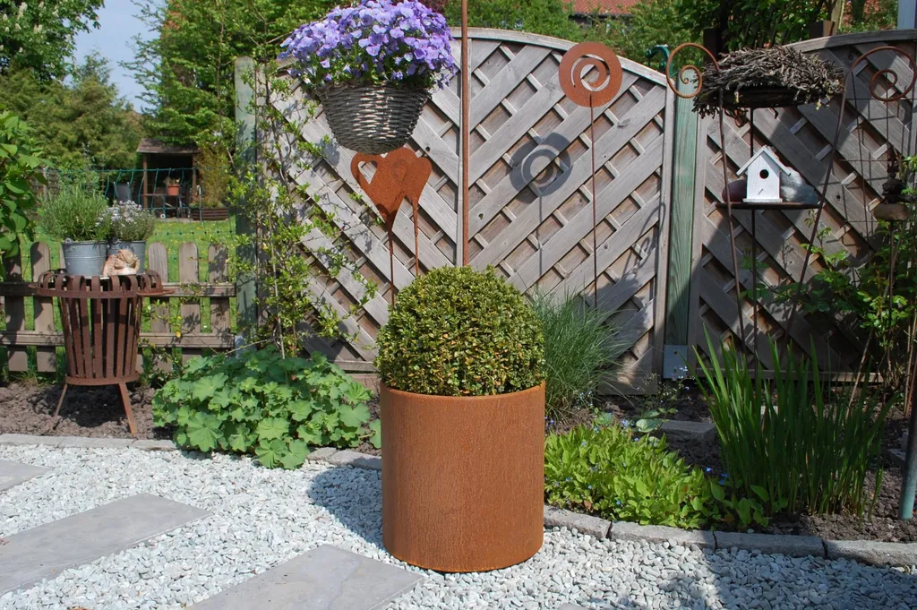 Pot de jardin anti-gel et sans entretien en acier Corten 40x40 cm