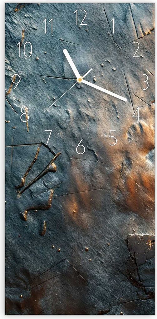 Wanduhr aus Glas mit Motiv Metallische Oberfläche- 30 x 60 cm - inkl. Aufhängesystem