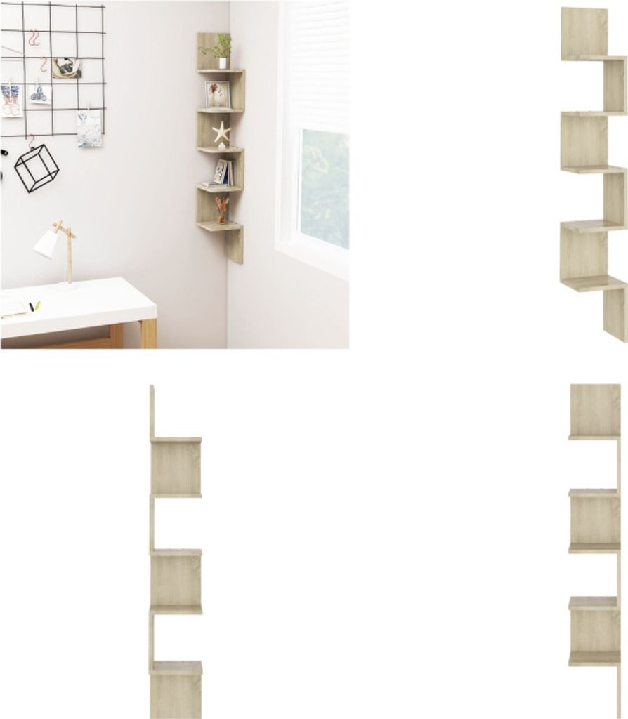 vidaXL Wand Eckregal Sonoma Eiche 20x20x127,5 cm Holzwerkstoff - Wandregal - Wandregale - Wandablage - Wandablagen