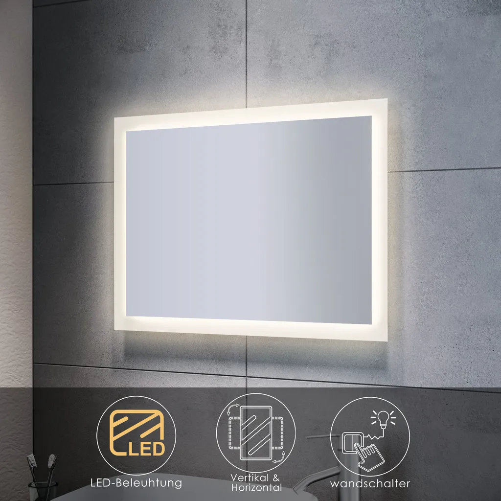 SONNI Specchio Illuminato LED 80x60 - Design Contemporaneo da Parete