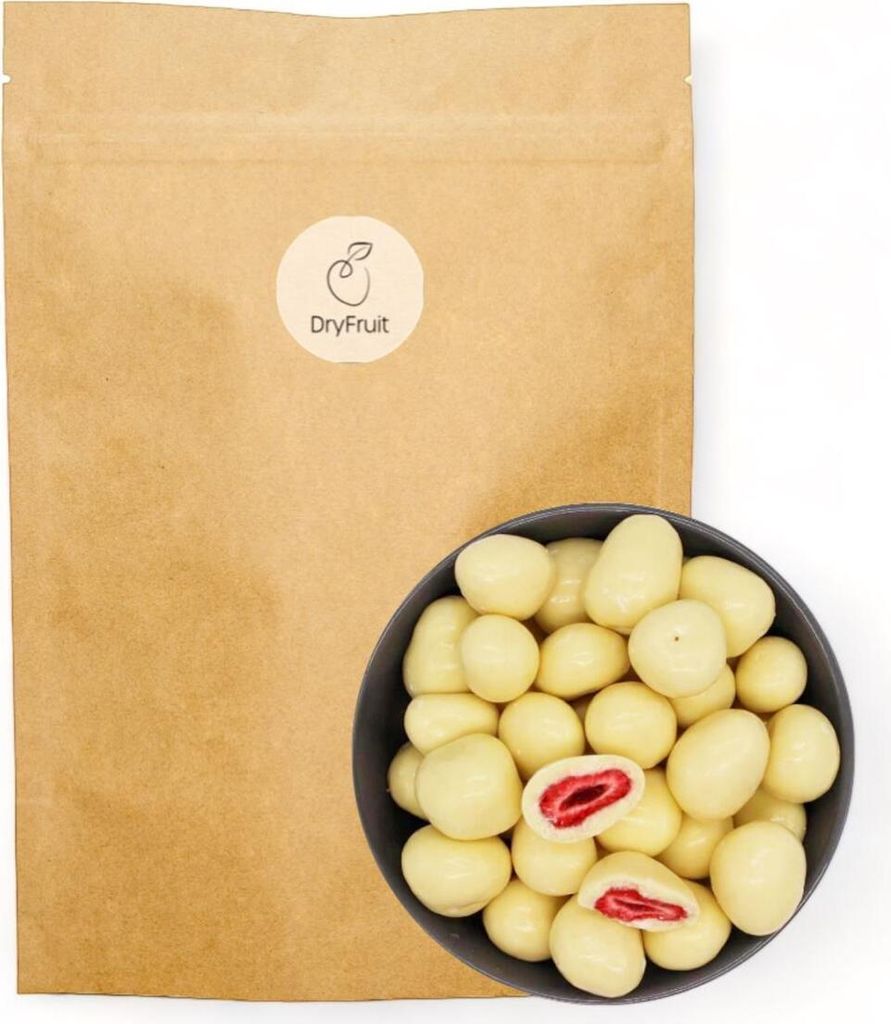 Erdbeeren, gefriergetrocknet in weißer Schokolade 500g