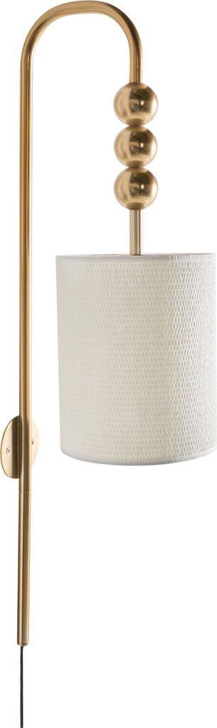 BELIANI Wandleuchte Messing Metall mit Stoffschirm Trommelform 1-Flammig Modern Langes Kabel mit Schalter Schlaf- u. Wohnzimmer Beleuchtung
