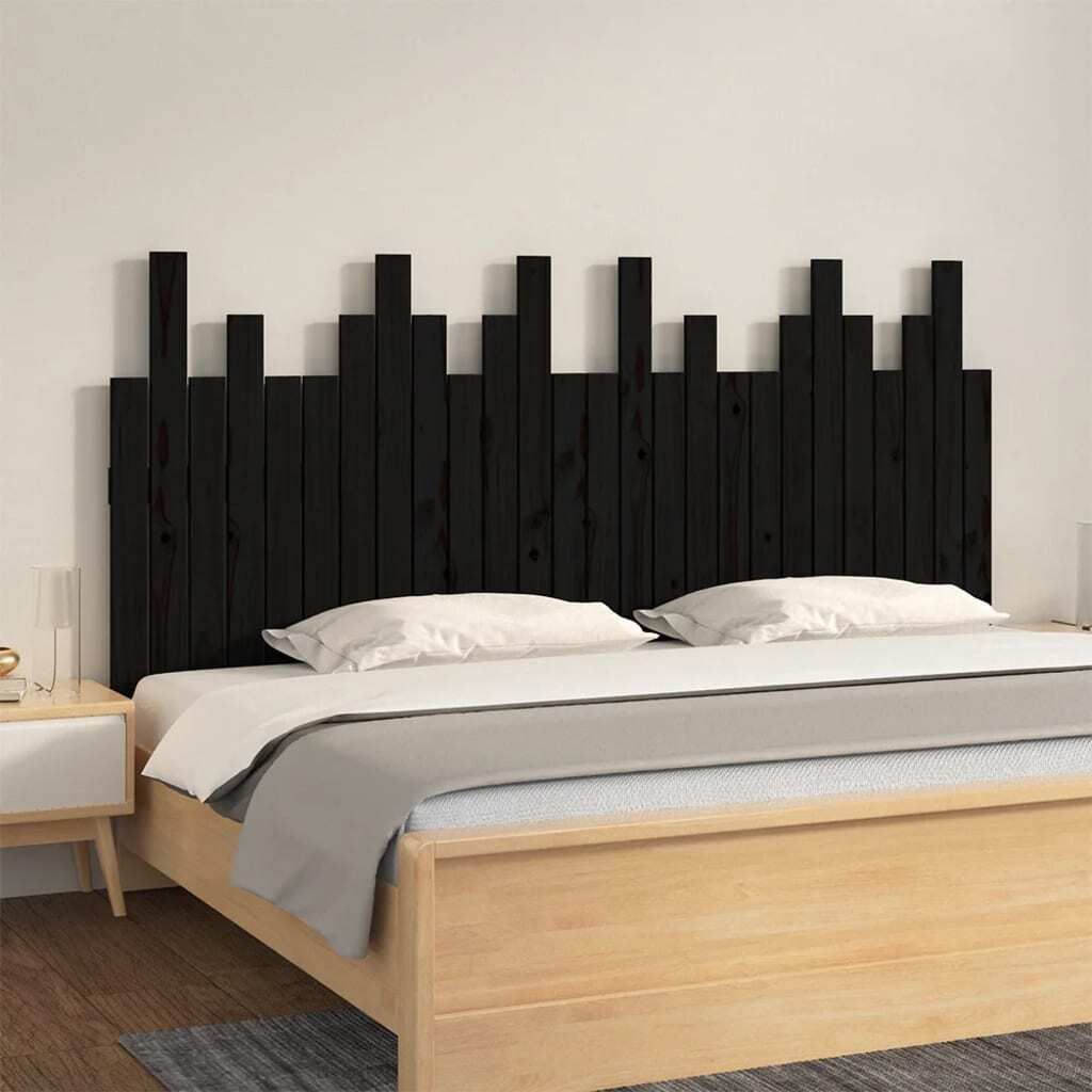 vidaXL Wand Kopfteil Schwarz 166x3x80 cm Massivholz Kiefer - Wand-Kopfteil - Wand-Kopfteile - Kopfteil - Bett-Kopfteil
