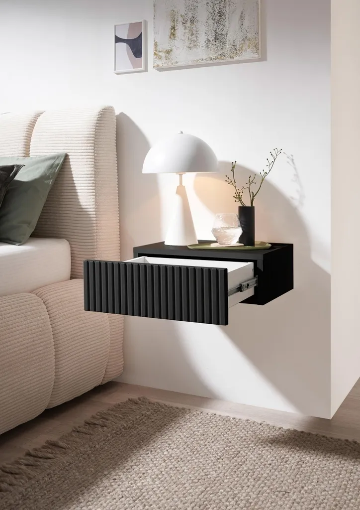 Table de nuit murale pour lit boxspring TABONI graphite avec tiroir 42 - 3