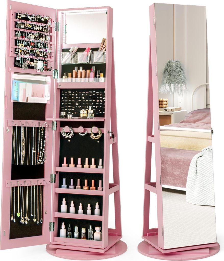 COSTWAY Armoire à bijoux avec LED, armoire à glace avec Image du produit 