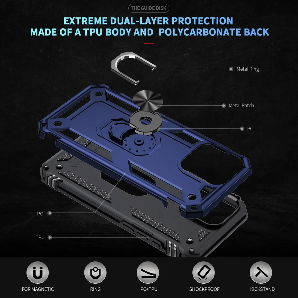Cover Rugged iPhone 16 Pro Max Blu per Escursionismo e Sport - 4