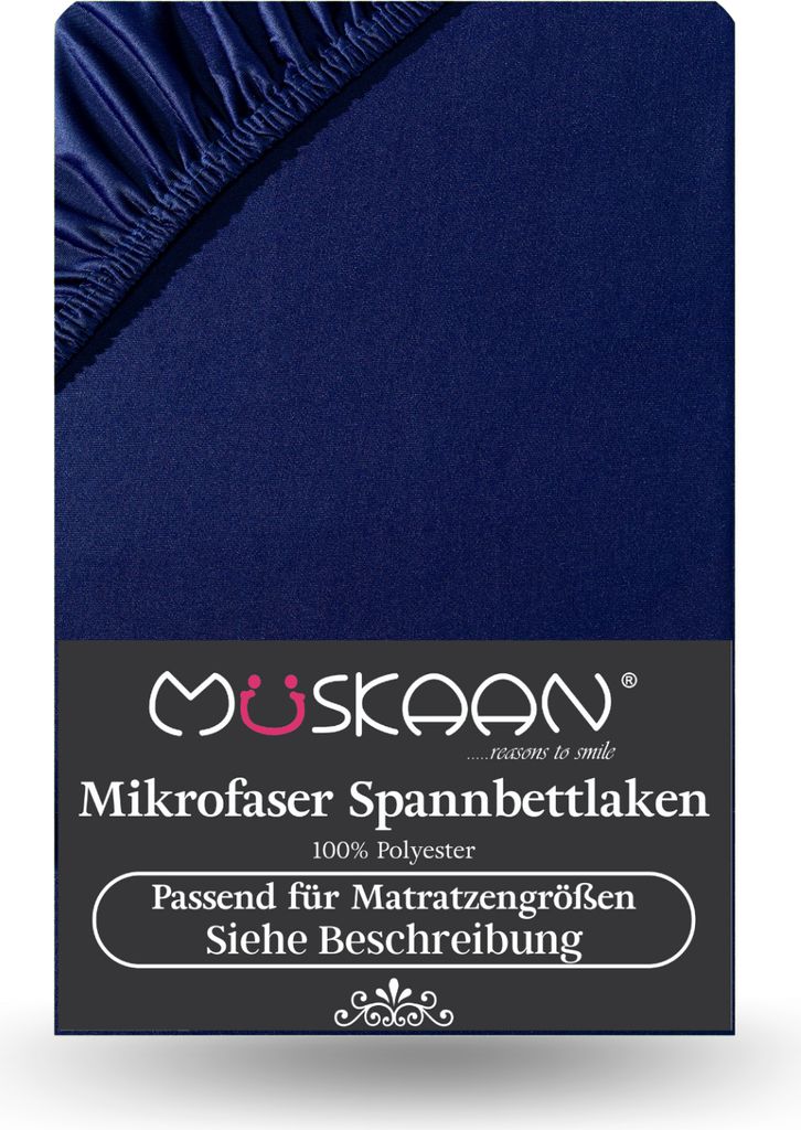 Mikrofaser Spannbettlaken 180x200 cm - 200x200 cm Betttuch Laken navyblau