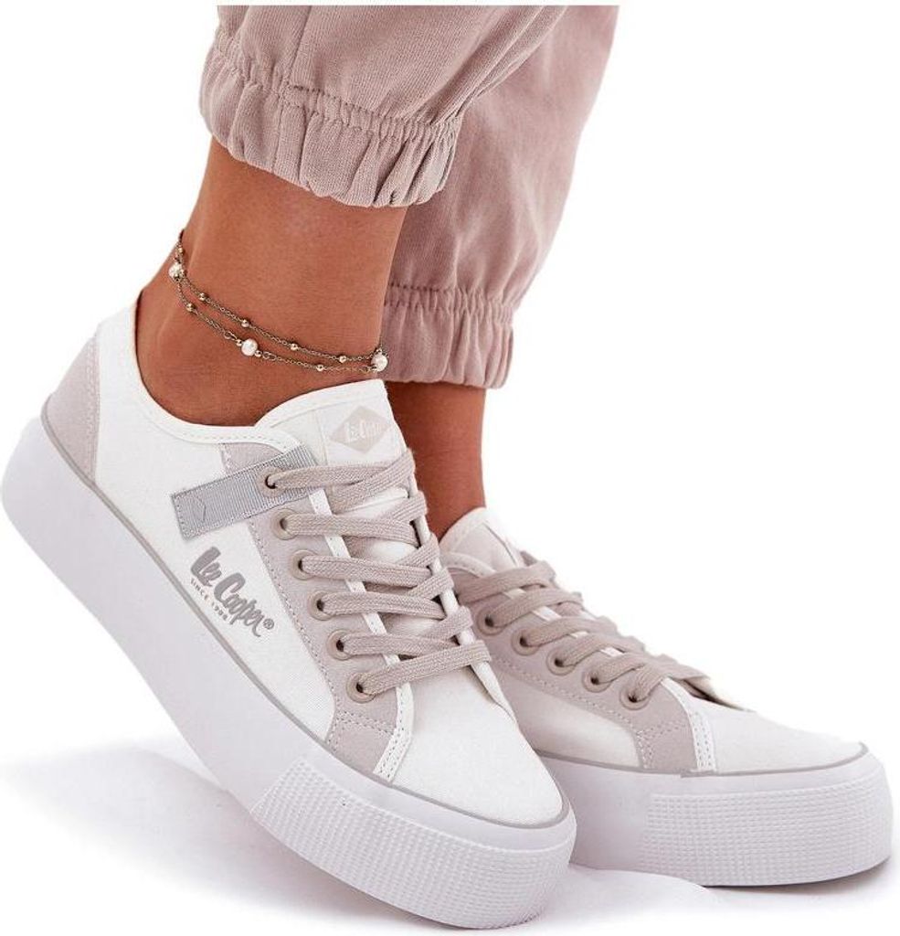 Damen Sneaker Auf Plattform Lee Cooper LCW-25-31-3479L Weiß-Grau 37