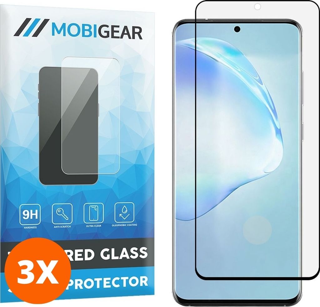 Mobigear Curved 9.98 Samsung Galaxy S20 Panzerglas Gehärtetes Glas Displayschutz - Hüllenfreundlich - Schwarz (3er Pack)