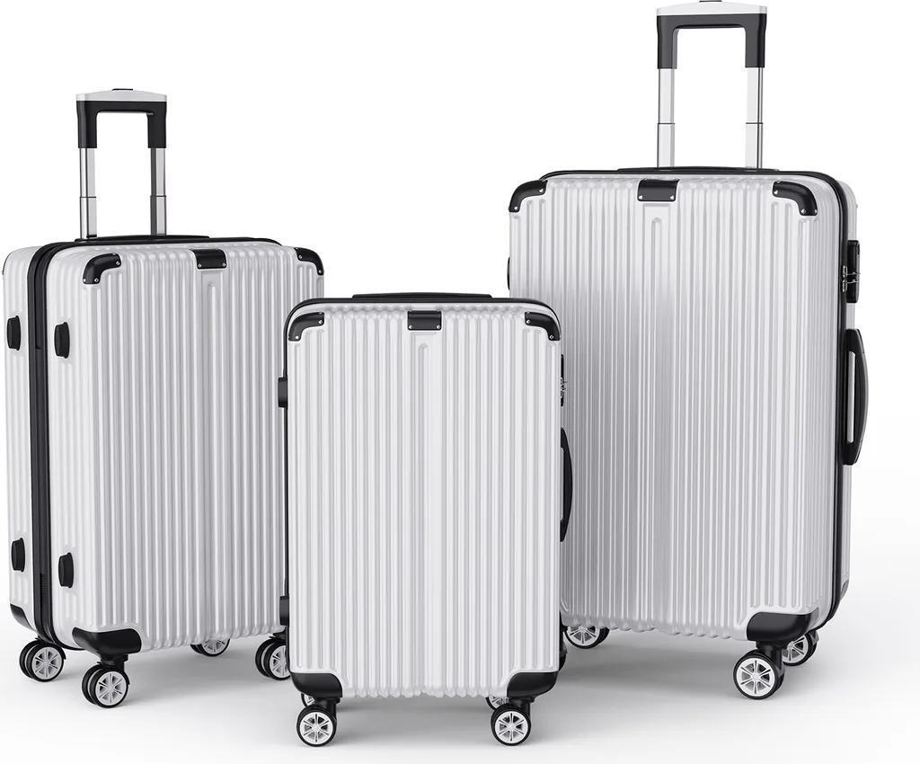 Set de valises de voyage pour vols longs courriers coloris argent