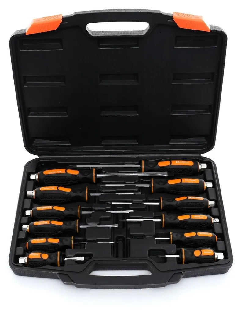 KRAFT&DELE KD10284 Jeu de 12 tournevis à percussion magnétiques pro
