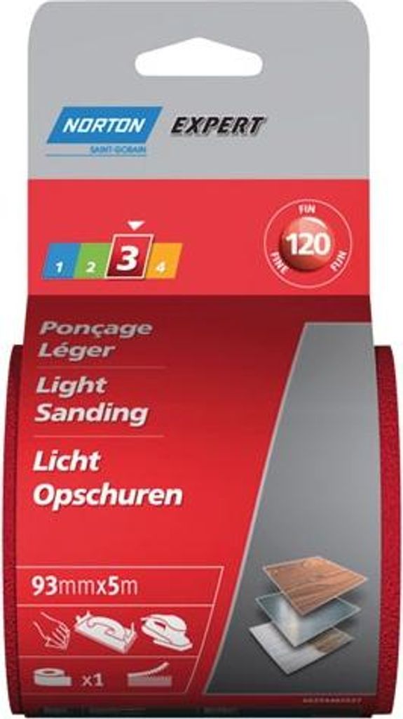 Norton Expert Schleifrolle mit Klettbeschichtung 93 mm x 5 mtr K120
