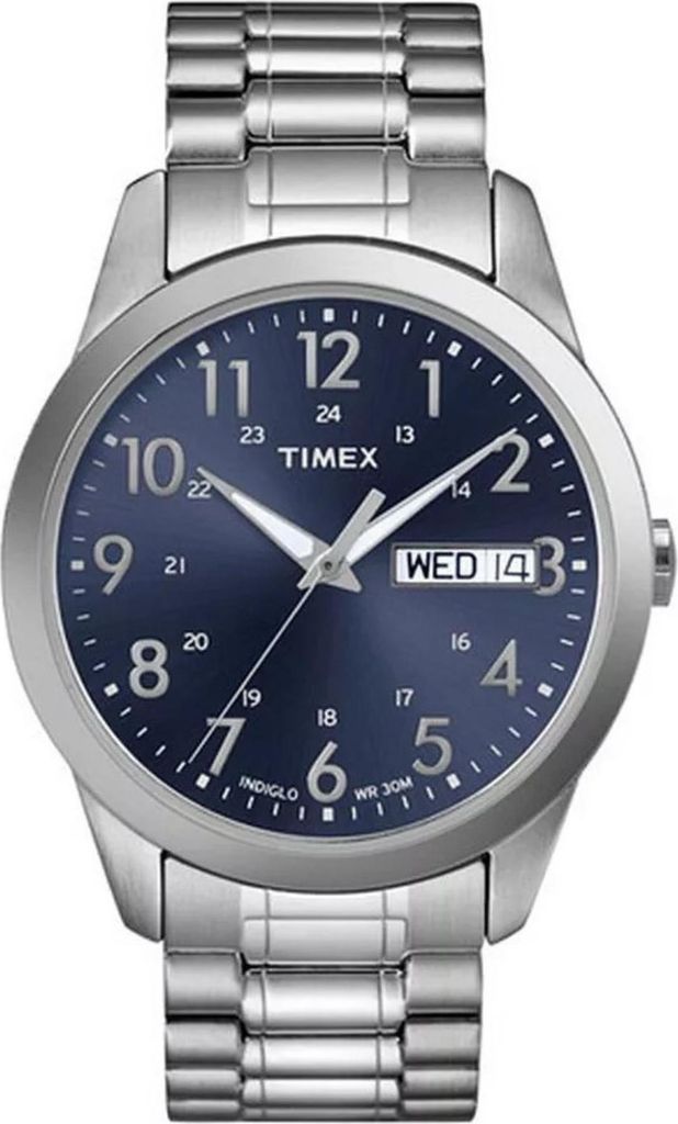TIMEX Herren Armbanduhr mit silberfarbenem Gehäuse und blauem Zifferblatt