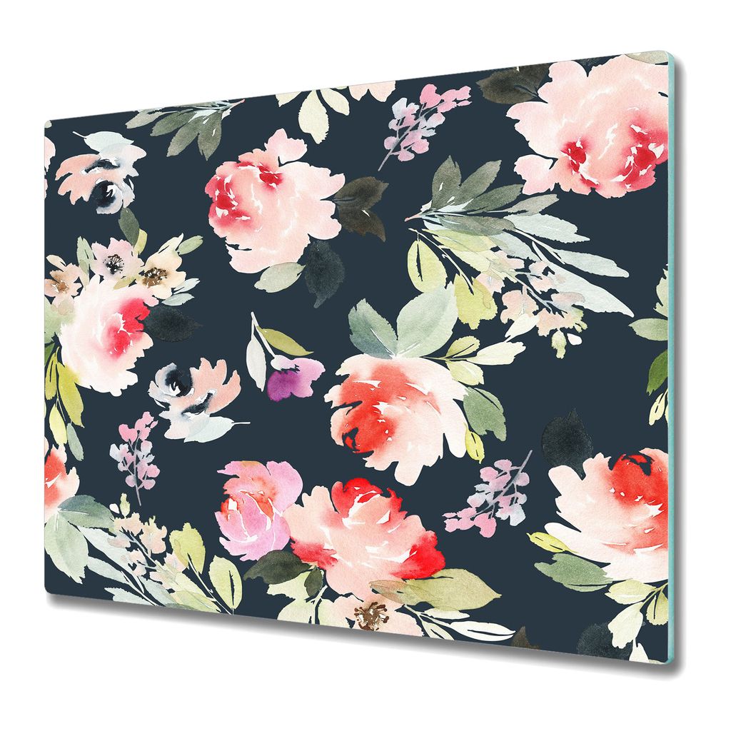 Küchenteller - Schneidebrett - Glas - Herdabdeckung - Sommerblumen