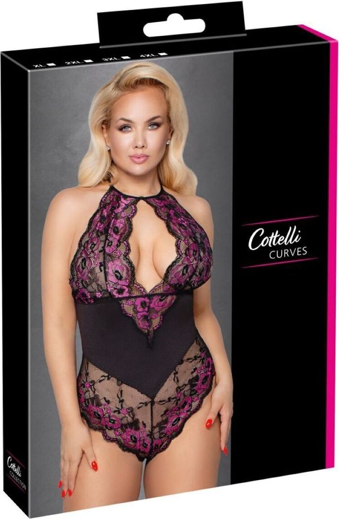 Cottelli Plus Size - body s kvetinovým vzorom - Obrázok produktu 