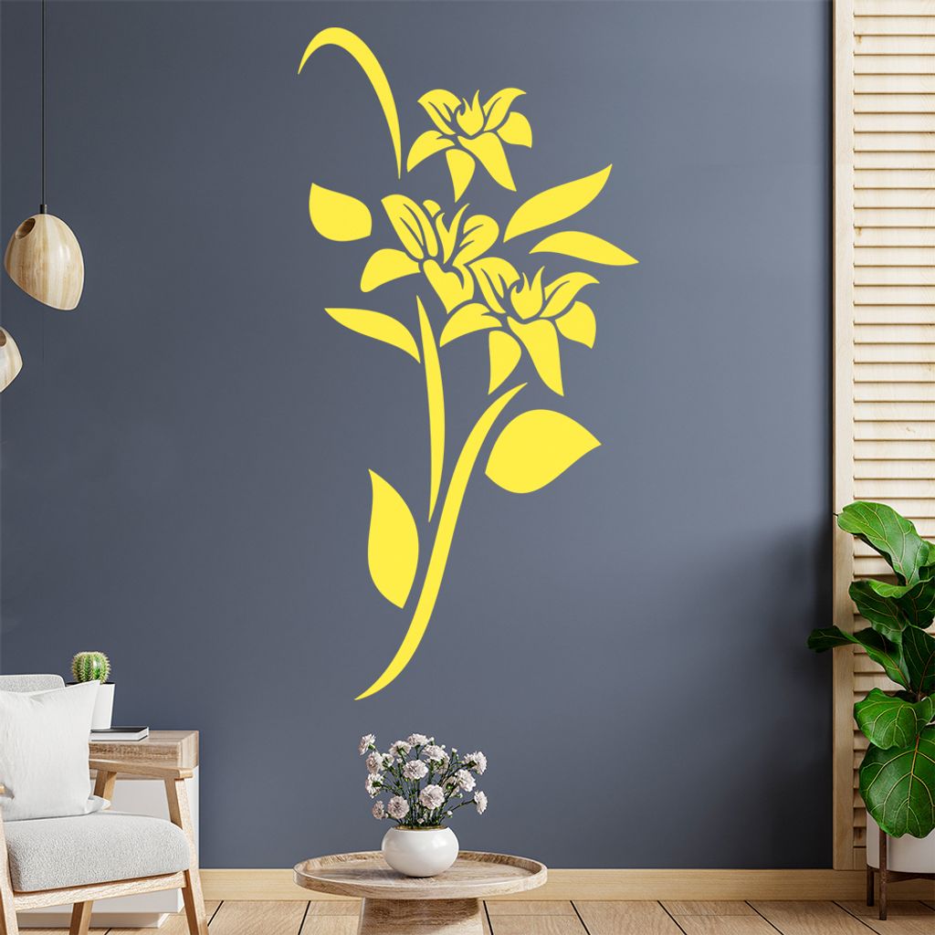 Blumen - Linien Wandtattoo in 6 Größen - Wandaufkleber Wall Sticker - Dekoration, Küche, Wohnzimmer, Schlafzimmer, Badezimmer