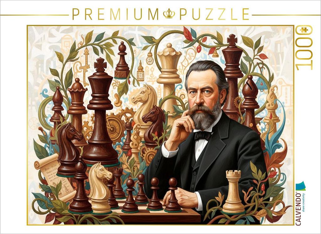 CALVENDO Puzzle Strategenblick - Schachspieler wartet auf einen Gegner | 1000 Teile Lege-Größe 64x48cm Foto-Puzzle für glückliche Stunden