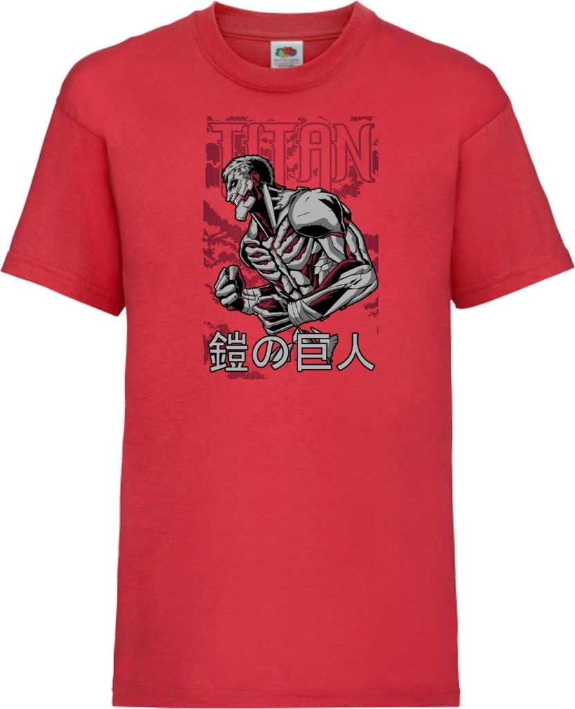 Kinder T-Shirt Attack Anime On Titan 04 Monster Titan, 9-11 Jahr - 140 / Rot