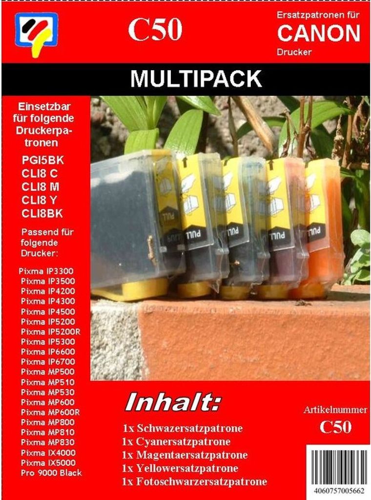 C50 - Multipack - 5 TiDis Ersatzdruckerpatronen -KCMYK-