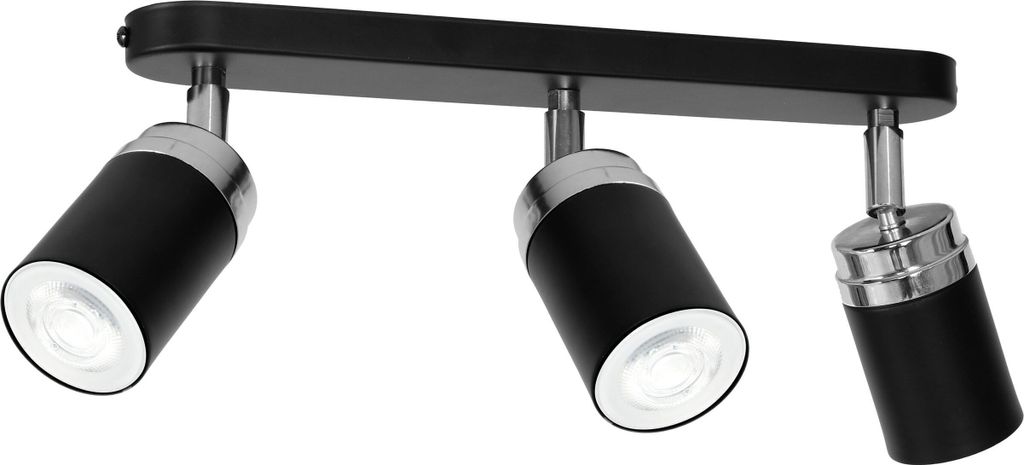 Deckenspot GU10 3-flammig Schwarz Chrom Metall Modern Deckenstrahler