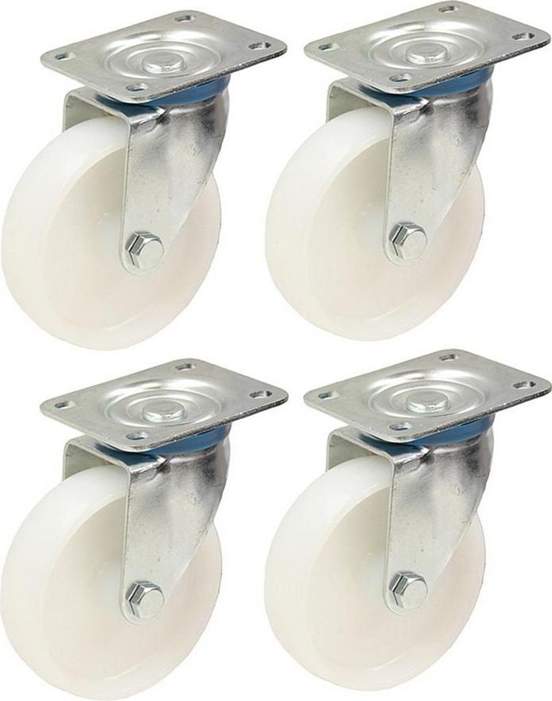 80mm 3" Zoll Nylon-Rollen - Schwerlast-Lenkrollensatz 120kg pro Stück - 4er Set