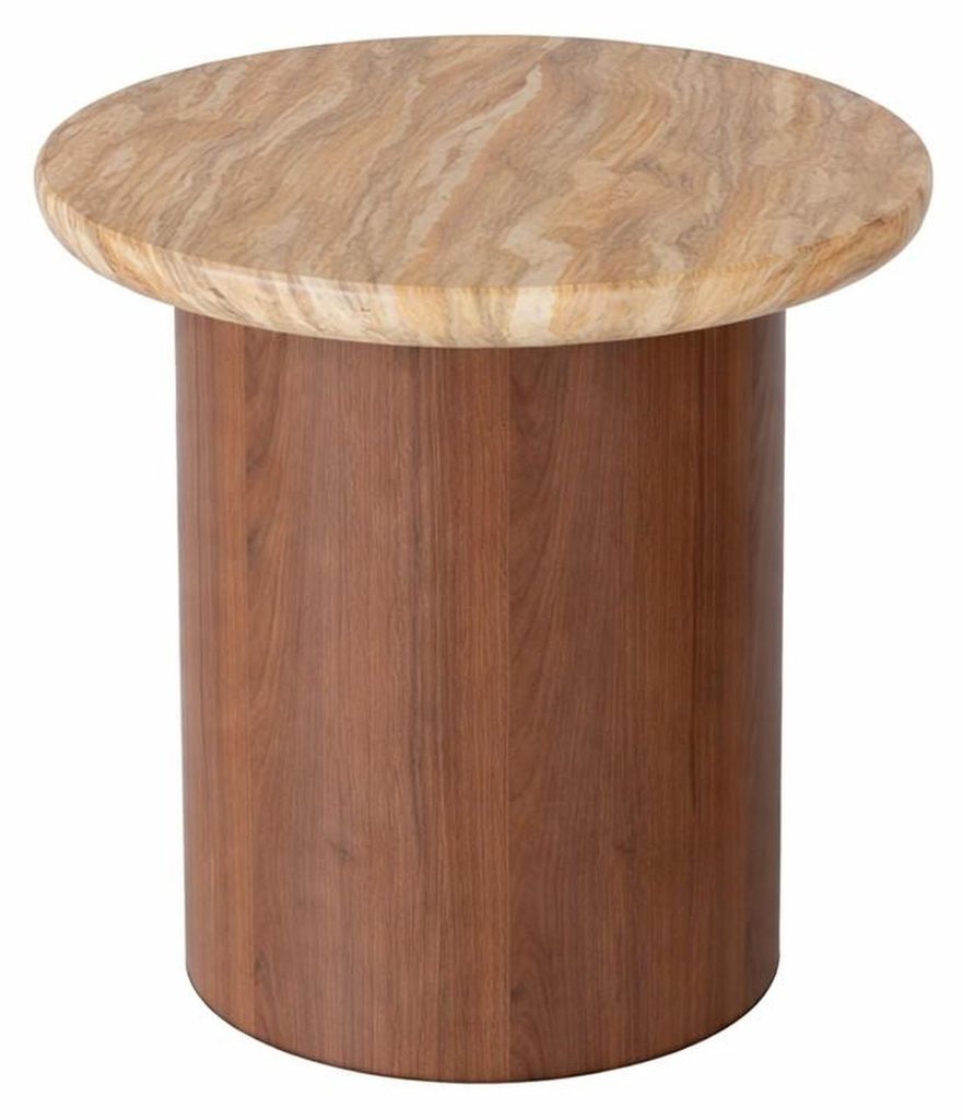 Beistelltisch Moderner Stil Braun Holzbeine Holzplatte Runder Tisch
