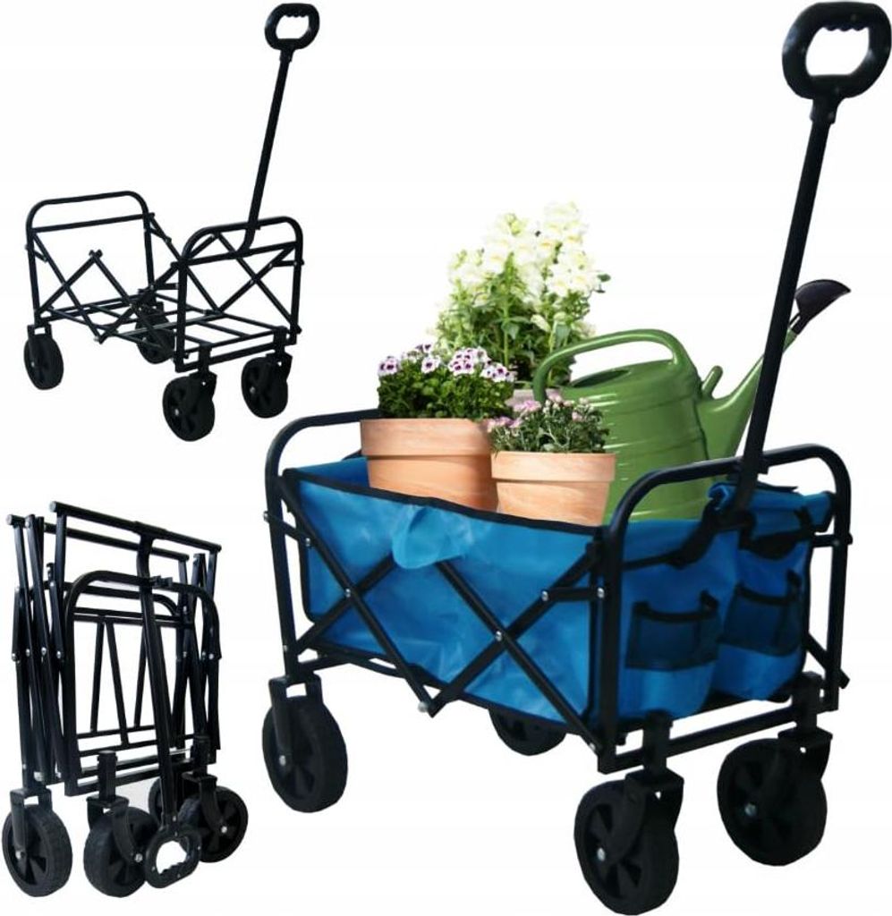 BDW, Bollerwagen, Strandwagen, Faltbarer Transportwagen, 120 l, Blau, 45x60x16cm