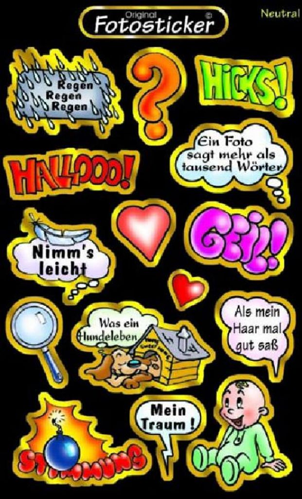 Sticker Neutral 1 Motiv 7 lustige Sprüche 10,7 x 17 cm Produktbild 