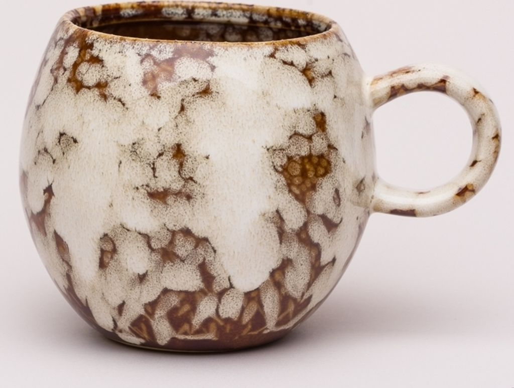 Bloomingville Tasse Paula braun creme Becher mit Henkel 275 ml Keramik