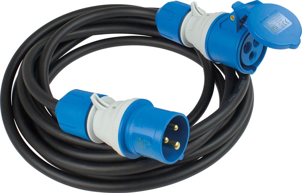 as-Schwabe CEE-Verlängerungskabel 5m 230V 16A 3G2,5 3-polig Außen Gummi IP44