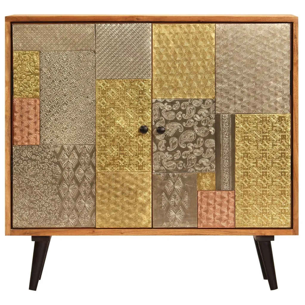 Bahut en bois massif d'acacia vidaXL 80 cm - Meuble bas pour le salon