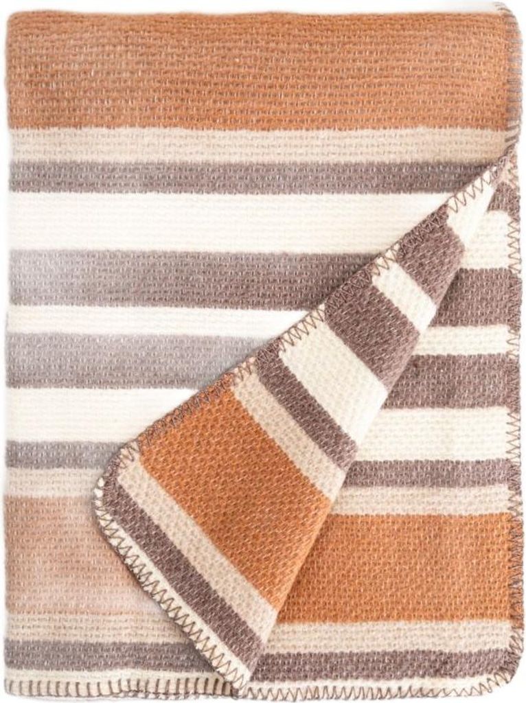 HOMLA ALABAS gestreifte Decke beige 150x200 cm