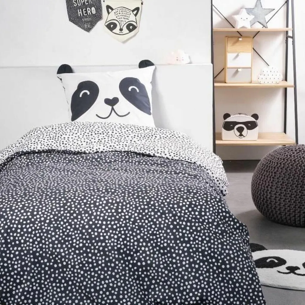 Housse de couette unie noire 140x200 cm avec taie d'oreiller assortie