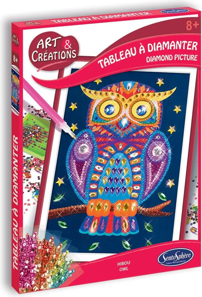 Activité Créative Enfant : Kit Complet Diamond Canvas Hibou Rigolo