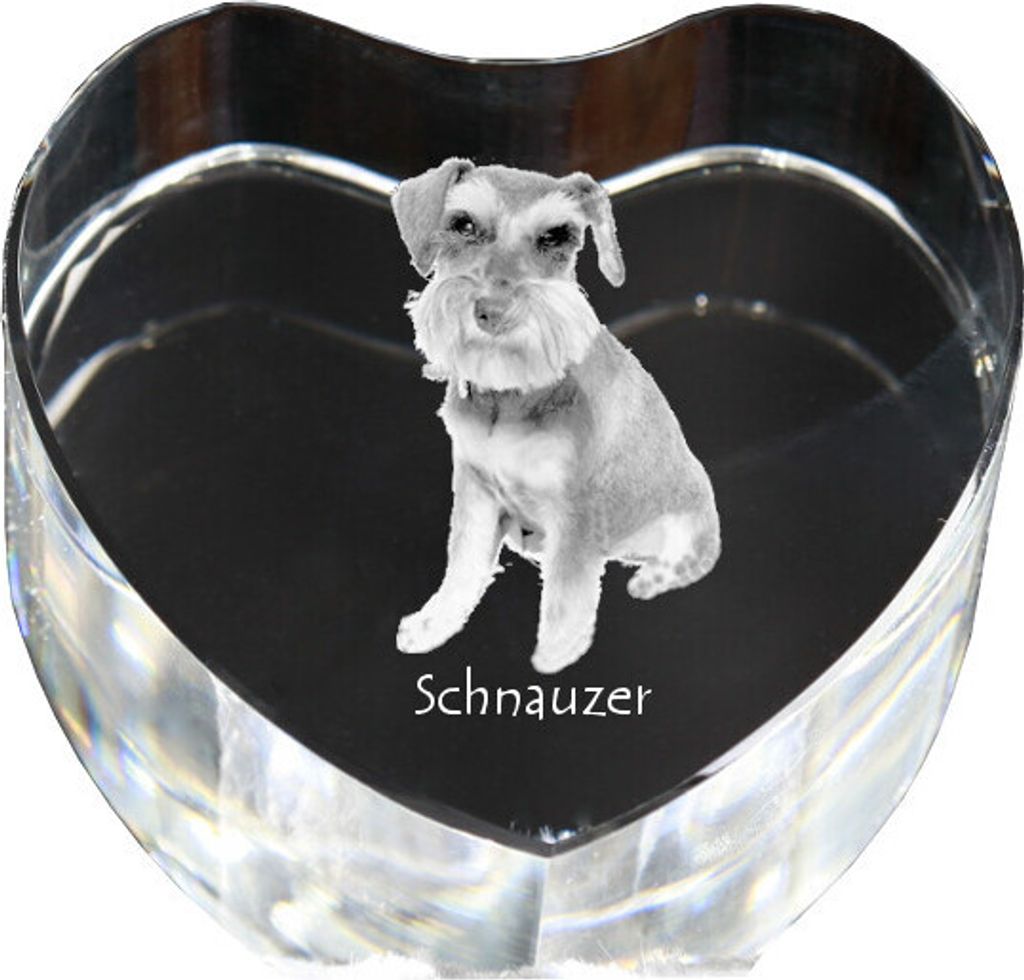 Schnauzer - Hundebild im Kristall, Kristallherz, einzigartiger Bilderrahmen der Marke Art-Dog