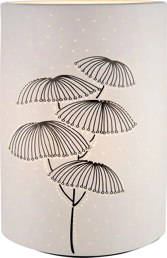 Casablanca Tischleuchte, "Dagoba", Blumendesign, Porzellan, weiß, , 2 Stück wie abgebildet, L. 10 cm, B. 18 cm, H. 28 cm 32182 - 4