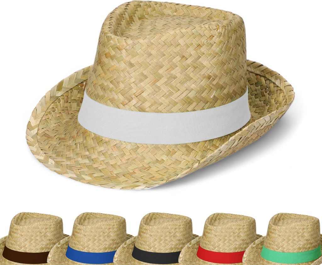 Sommerhut 'Kuba' - Sonnenhut für Damen & Herren im Trilby-Design - Panama Hut aus Seegras mit Klettverschlussband - natur/weiß