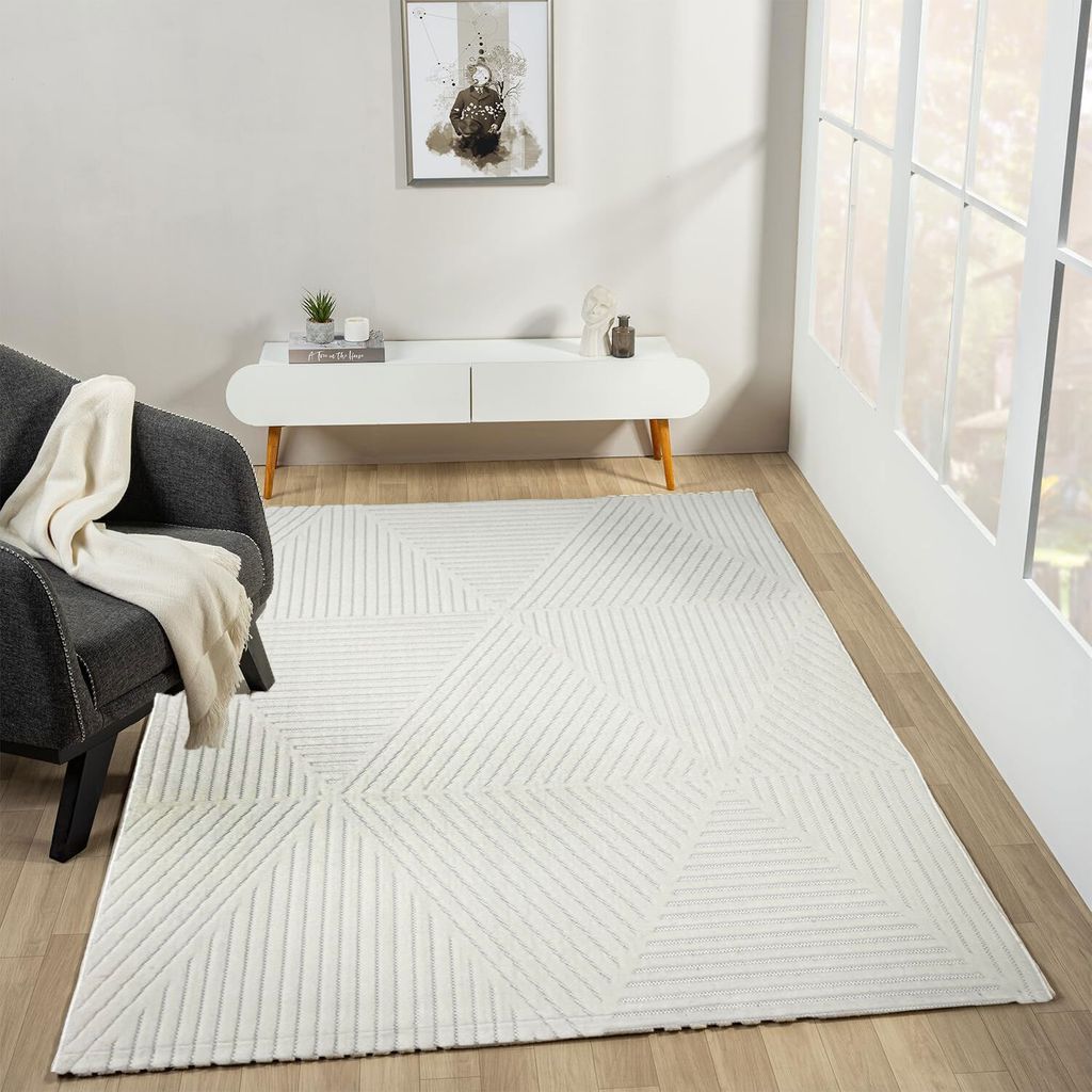 Moderner Kurzflor Teppich Wohnzimmer Schlafzimmer Skandinavisch In&Outdoor geeignet