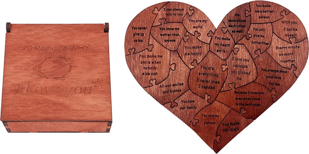 Holz Herz Puzzle, Valentinstag Geschenk, mit Produktbild 