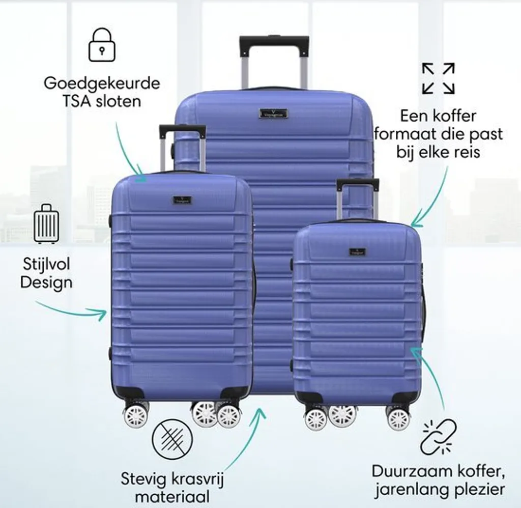 Set de 2 Valises à Roulettes Voyagoux AVALON Bleu pour Tout Voyage - 10