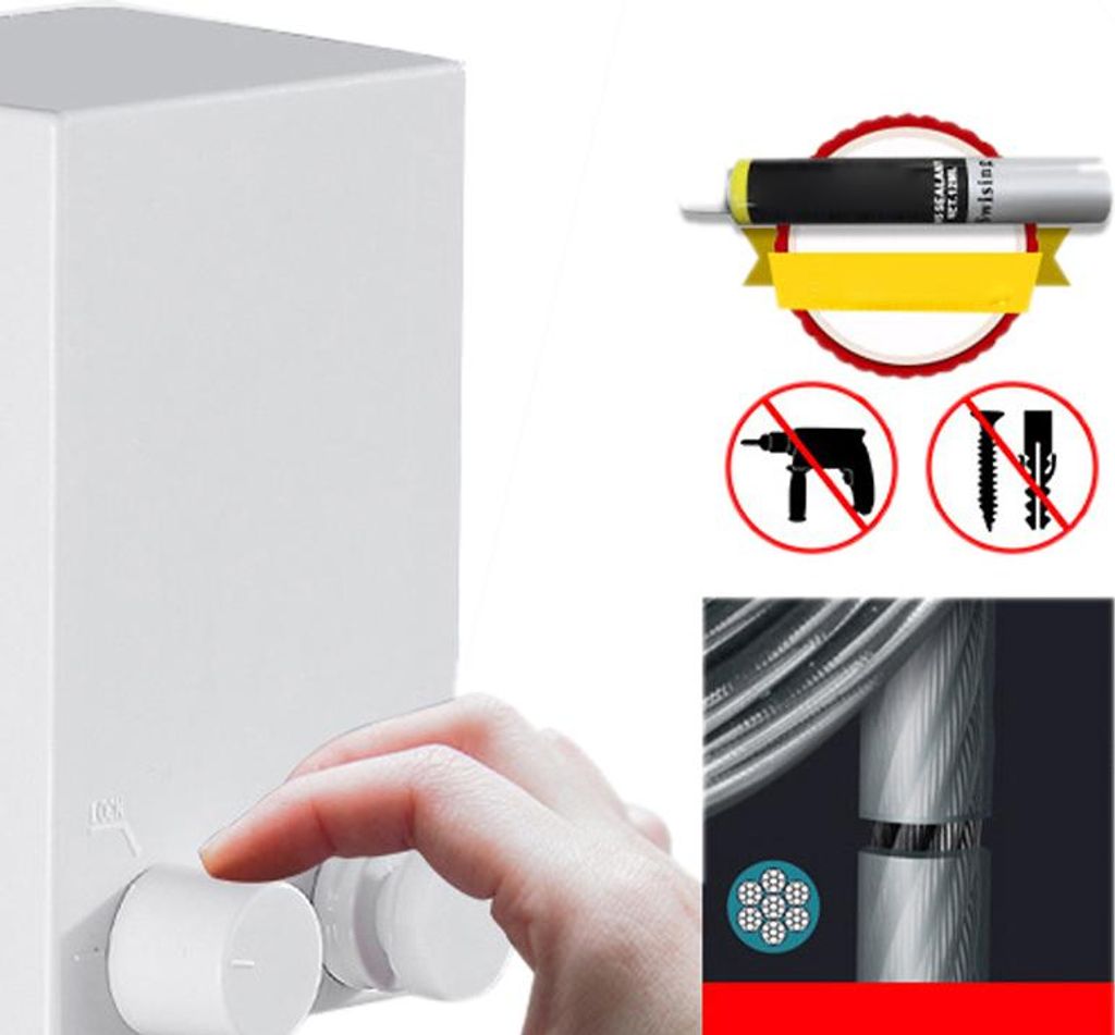 Einziehbare Wäscheleine zur Wandmontage, Doppelinstallation, einadrig, verstärkt, für Balkon, 4,24 m (13,9 Fuß), Weiß