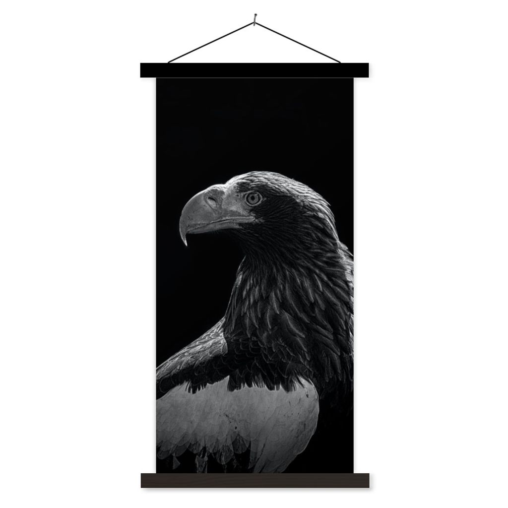 MuchoWow Textilposter Adler - Nahaufnahme - Schnabel 60x120 cm mit schwarzem Rahmen - Magnete