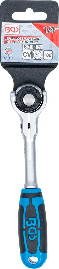 Clé à cliquet professionnelle à tête orientable 1/4 pouce modèle BGS - 6