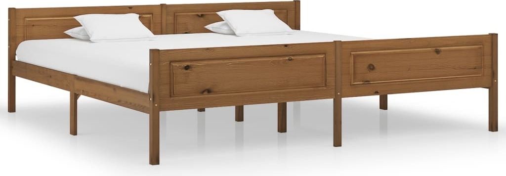 Massivholzbett Kiefer Honigbraun 200x200 cm , Klassische Betten Design 2024