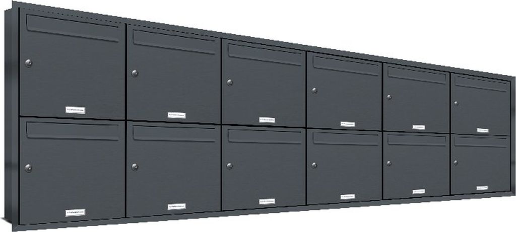12er Briefkasten Anlage Unterputz Montage RAL 7016 Anthrazit