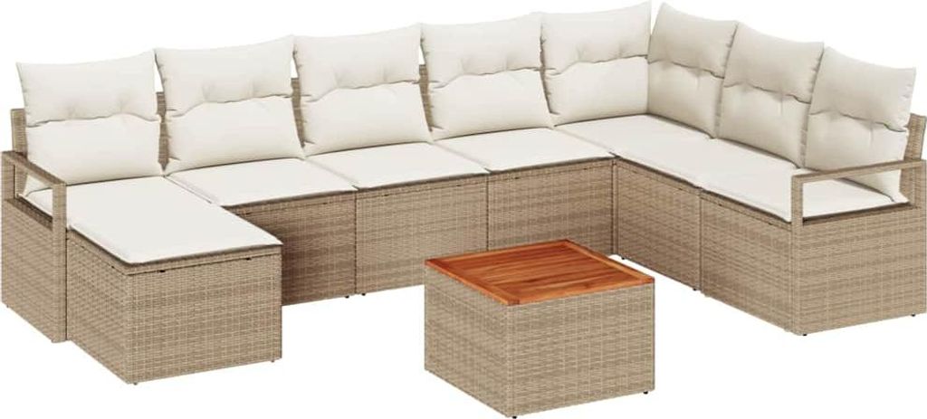 (Robust Möbel) Garten-Sofa-Set - elegantes Design - Sitzgruppe mit Sofa, Tisch - mit Kissen 9 pcs Beige Poly Rattan - Terassenmöbel DEMöbel7...